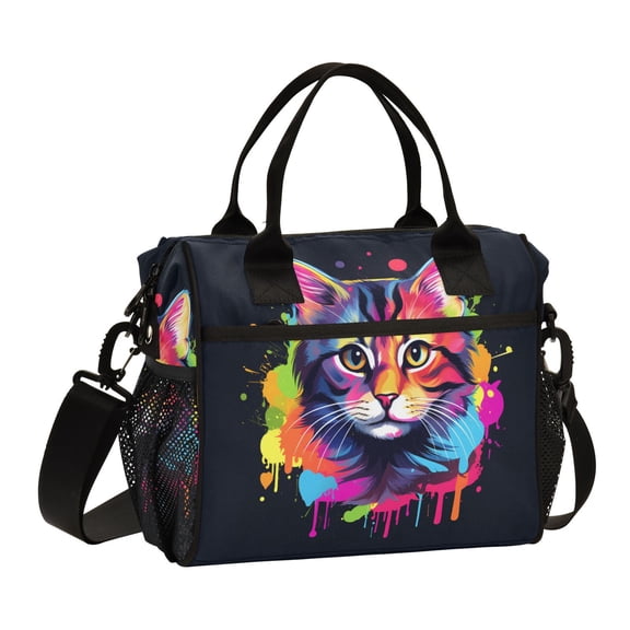 Cat Colorful Cooler Bag Lunch Bag Soft Cooler Cooling Tote Insulated Lunch Box for Adult Men Women