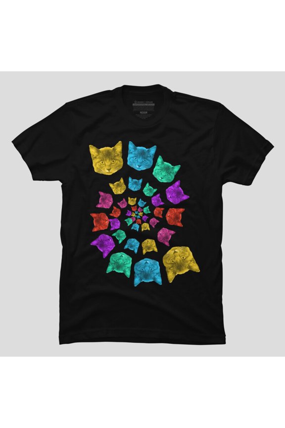 Cat Colorful Heads Funny Cartoon Feline Lover Meme Graphic Unisex T-Shirt, Up to Size 5XL