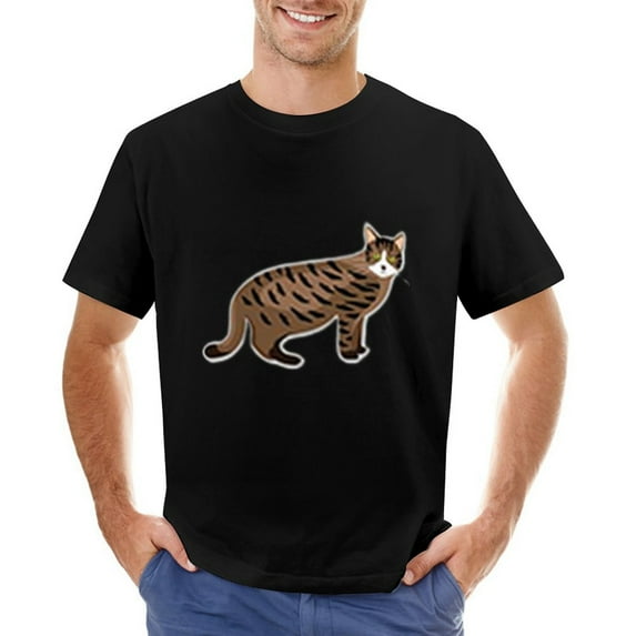 Cat Colorful Vintage T-shirt Mens Cotton Classic Crewneck Short Sleeve Tees Unisex Black S