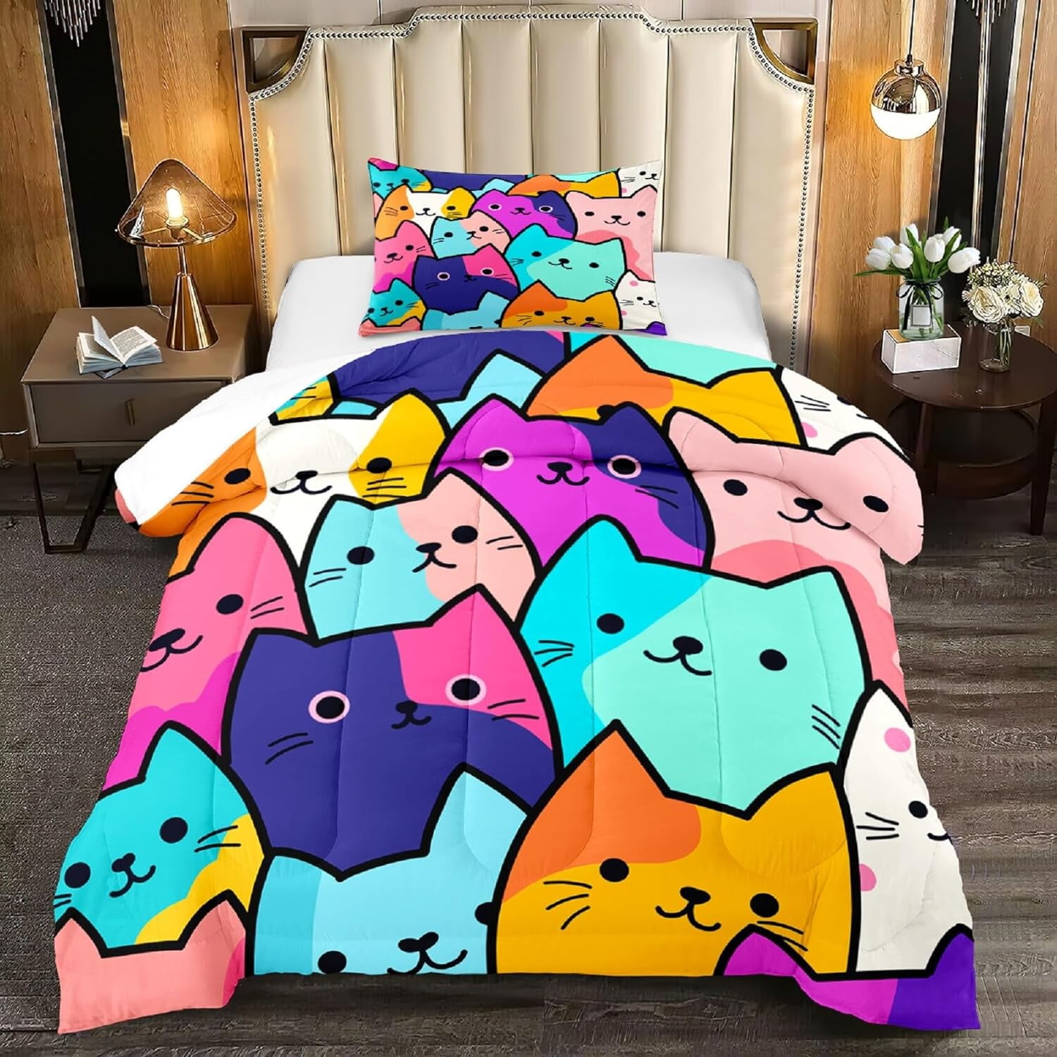 Cat Comforter Set Twin Twin Size Comforter Set for Girls Cat Kids