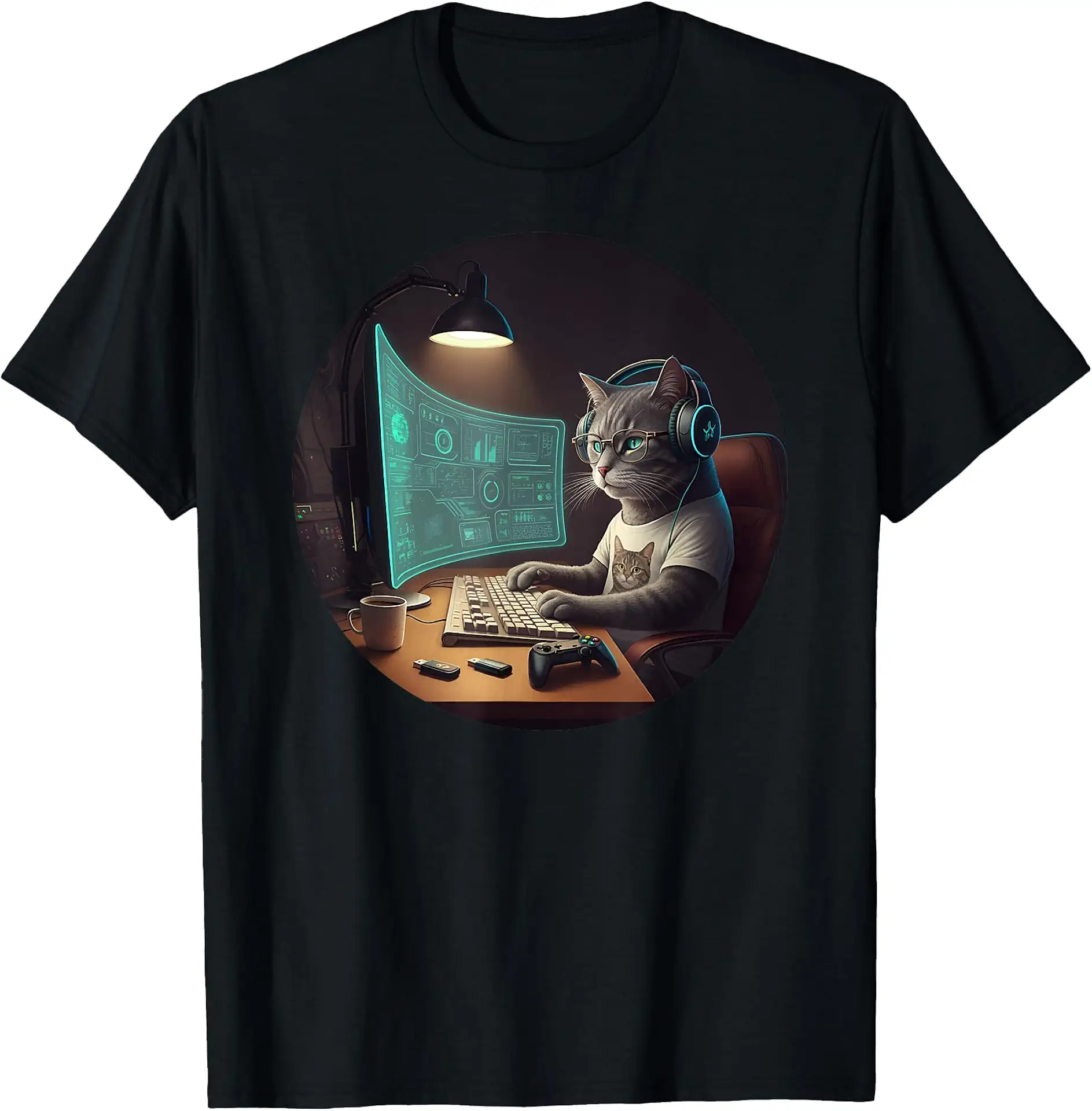 Cat Computer Science Nerd Tech Coding Gaming Programmer T-Shirt ...