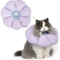 Cat Cone Collar,Cute Waterproof Cat Recovery Collar,Anti-Bite Lick Wound Healing Safety Elizabethan e Collar for Cats,Purple Flower All-Season Style…