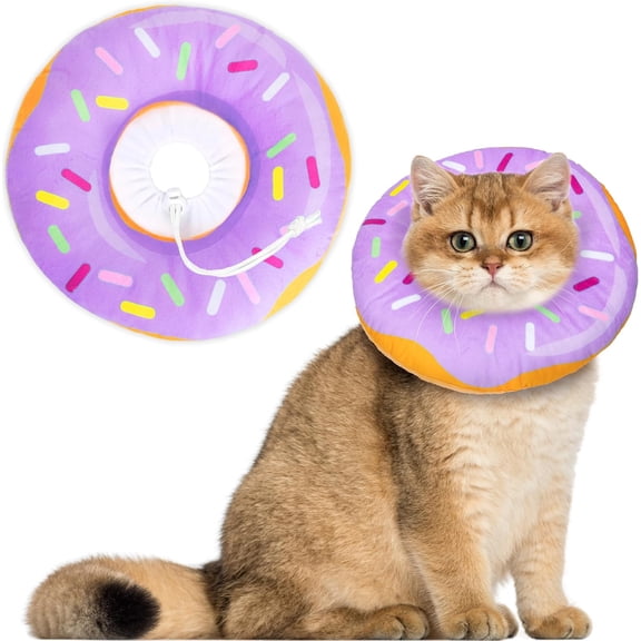 Cat Cone Collar Soft, Cat Recovery Collar for Wound Healing Cute Cat Donut Adjustable Cat Cones to Stop Licking Comfortable Lightweight Neck Elizabethan Collars for Cats Kittens After Surgery