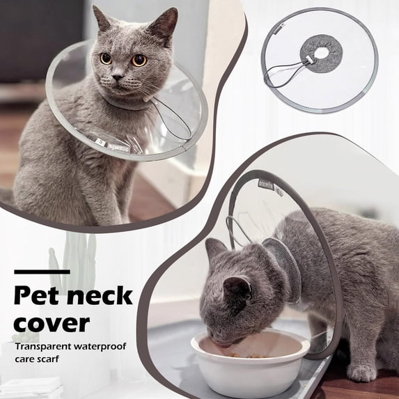 Cat Cone Collar Soft, Clear Pet Cone, Elizabethan Collar for Cats, Lightweight E-Collar for Post Surgery Recovery, Anti Lick Wound Care for Small Medium Large Cats, Advanced Gray
