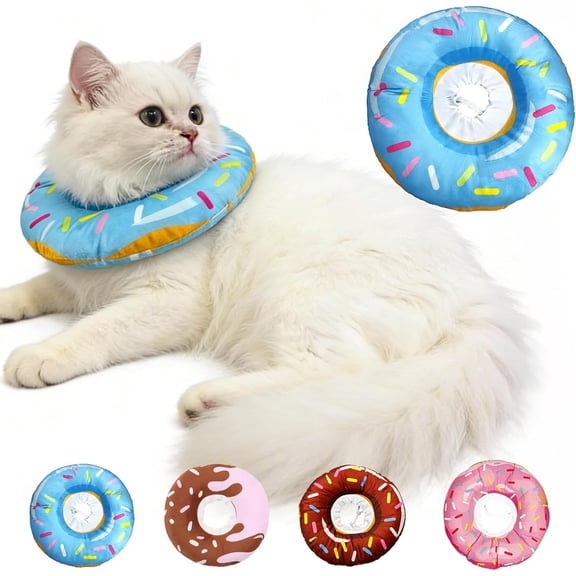 Cat Cone Collar Soft, Cute Adjustable Cat Donut Collar After Surgery, Kitten Recovery Cones to Stop Licking & Scratching, Wound Healing Neck Elizabethan Collars for Cats