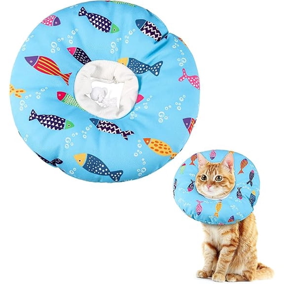 Cat Cone Collar Soft Cute Adjustable Cat Donut Recovery Collar Elizabethan Cats Cones to Stop Licking Comfortable Anti-Bite Neck Cone for Pet Kittens After Surgery