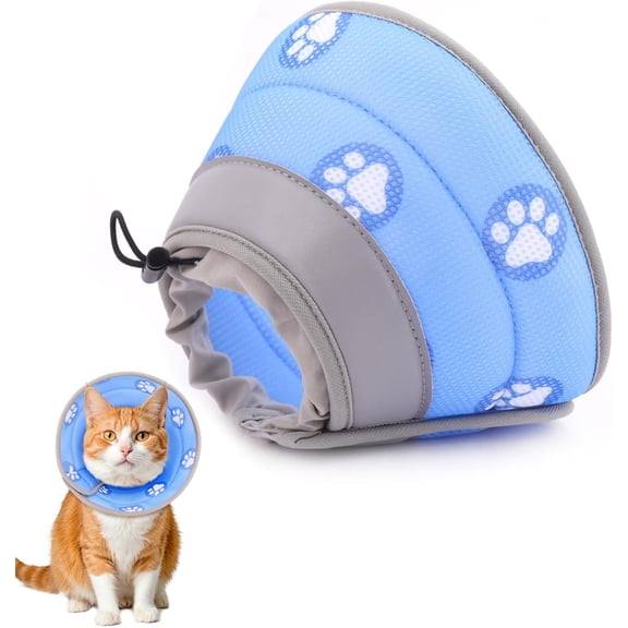 Cat Cone Collar Soft to Stop Licking After Surgery Cat Recovery Collar for Small Large Cats Adjustable Elizabethan Collar(S)