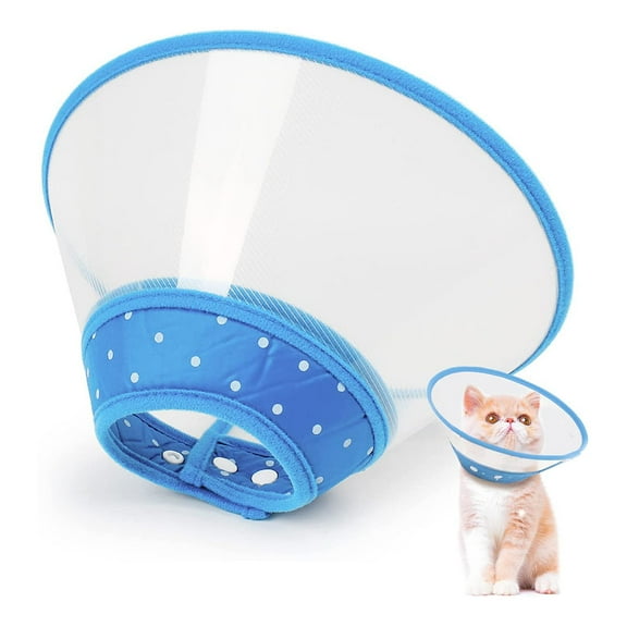 Cat Cone Collar Soft to Stop Licking, Cat Recovery E Collar for Small Large Cats, Cat Neck Cone Alternative for Cats Kittens,BlueM