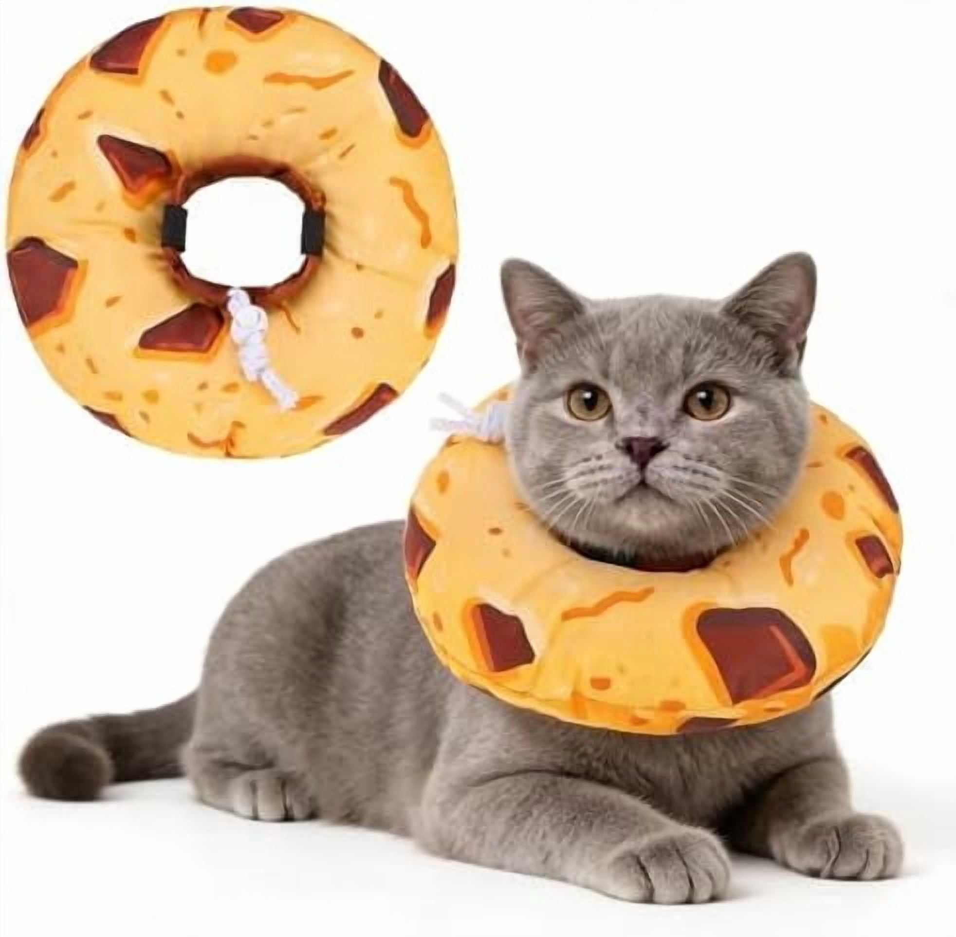 Cat Cone Collars Soft, Cat Recovery E Collars After Surgery to Stop Licking, Adjustable Elizabeth Circle Collar Cute Pet Donut Pillow for Cats Kitten Small Dogs, Cookie S