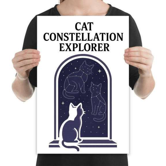 Cat Constellation Poster, 13x19 art print for astrology and cozy bedroom wall decor