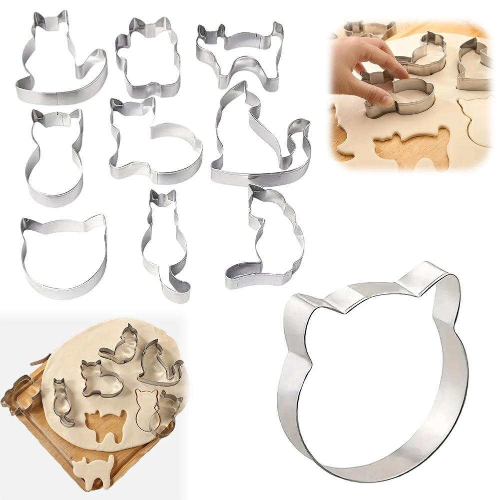 Cat Cookie Cutter Set - 9 Pieces - Stainless Steel Animal Cookie ...