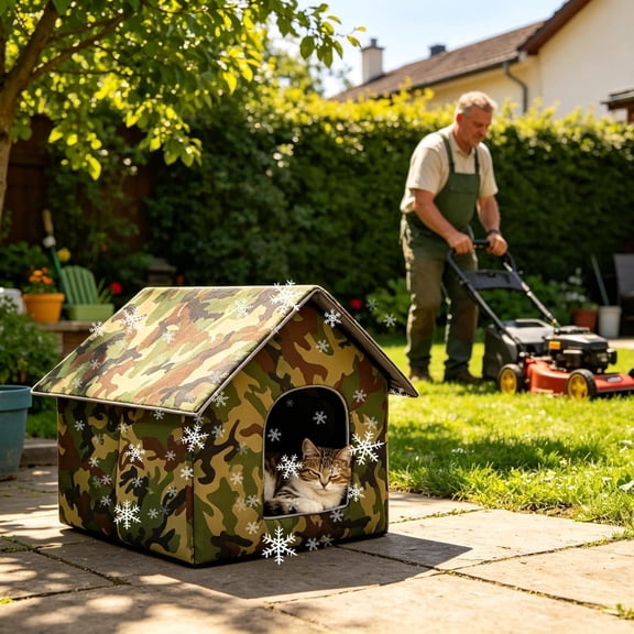 Cat Cooling House – Portable Insulated Cat Shelter – Foldable Outdoor Cat House for Hot Weather – Summer Heat Protection for Cats (S)