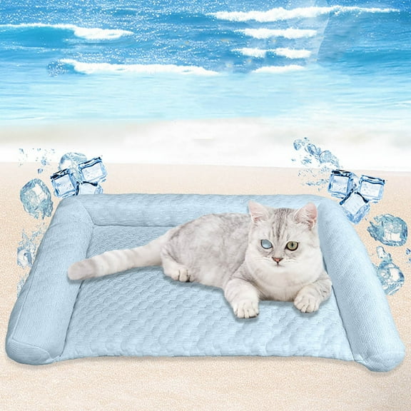 Cat Cooling Mat, Cooling Pad for Dogs Cats with Ice Gel Bag to Stay Clod Longer, Two Sided Soft Kitten Sleeping Bed for Summer, Washable for Crate Kennel, Arc-Chill Cool Fiber