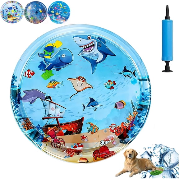 Cat Cooling Mat - Inflatable Water Sensory Play Mat with Pump, Thickened Pet Cooling Pad for Cats, Interactive Ocean Water Play Mat for Indoor Outdoor Summer Exercise Fun (#A-39.4IN)