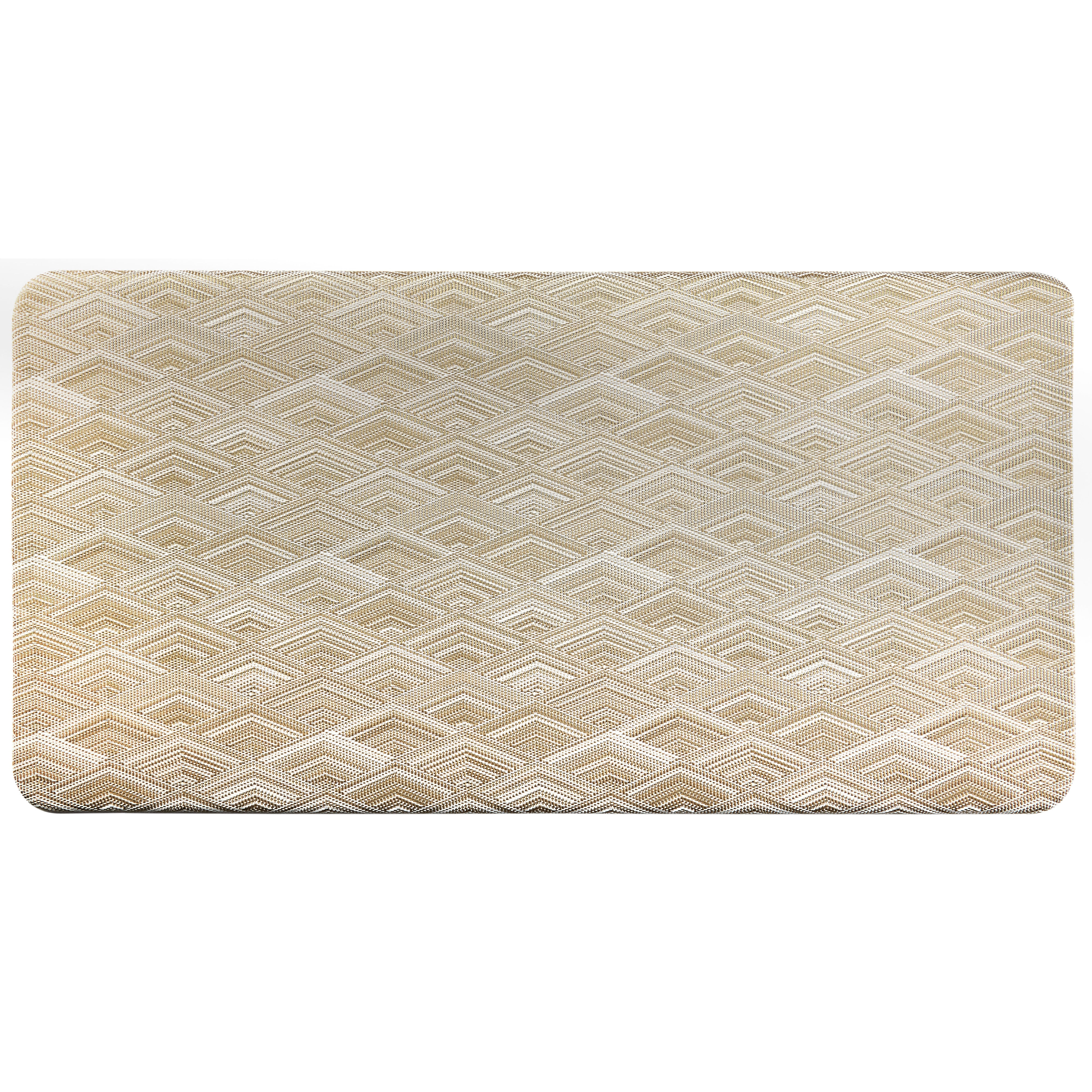 Cat Cora Contemporary Geometric Beige Kitchen Mats, 39.00" x 20.00"