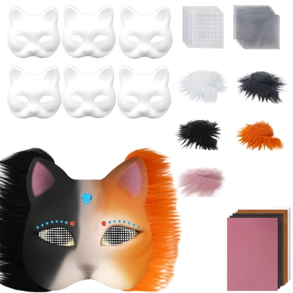 Cat Craft Kit - Paper Bodysuit, Gemstone Stickers - for Painting, Animal Parties - Includes Accessories, Adult/Child Size - Creative DIY Activity