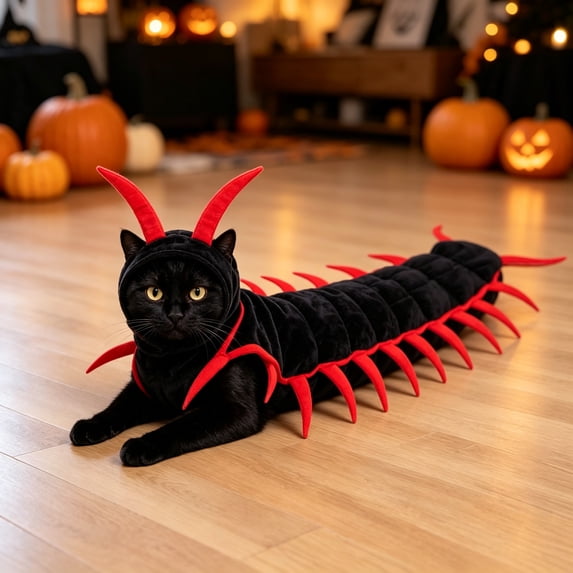 Cat Costume Halloween Centipede Pet Outfit Adjustable Dress-Up Cloak with 3D Legs for Party Photos and Holiday Gift for Pets