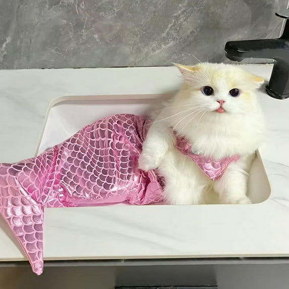 Cat Costumes Creative Halloween Cute Mermaid Pet Skirt Pet Dressing Flash Cat Dress Coat Dog Cat Pet 코스프레 Ropa Mascota Cosplay (pink,5kg)
