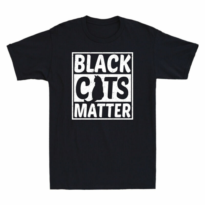 Cat Cotton Cats Gift TShirt Black Funny Lovers Shirt Sleeve Short