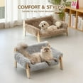 thumbnail image 1 of Cat Couch Bed, Pet Sofa for Indoor Cats Wooden Indoor Elevated Cat Beds with Removable Mattress Cover Suitable for Kitty, Puppy or Small Animal (Brown, Large), 1 of 10