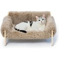 thumbnail image 1 of Cat Couch Bed, Pet Sofa for Indoor Cats Wooden Indoor Elevated Cat Beds with Removable Mattress Cover Suitable for Kitty, Puppy or Small Animal (Brown, Medium), 1 of 13