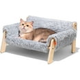 thumbnail image 1 of Cat Couch Bed, Pet Sofa for Indoor Cats Wooden Indoor Elevated Cat Beds with Removable Mattress Cover Suitable for Kitty, Puppy or Small Animal (Grey, Medium), 1 of 14