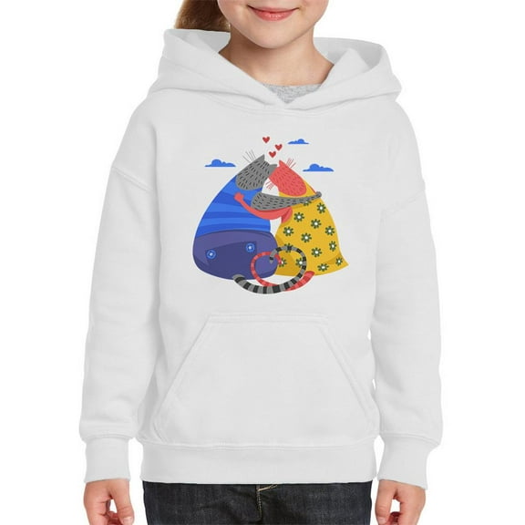 Cat Couple In Love Hoodie Juniors -Image by Shutterstock, Medium