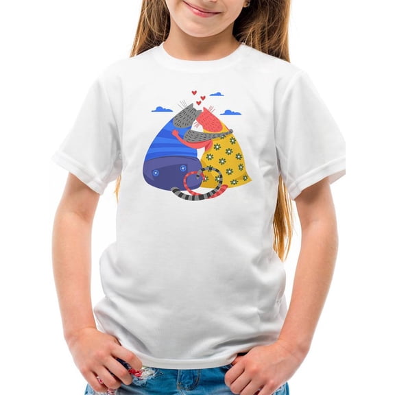 Cat Couple In Love T-Shirt Juniors -Image by Shutterstock, Medium