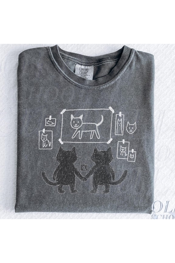 Cat Couple Tshirt, Retro Cute Cats Shirt, Funny Kitten Top, Cat Lovers Gift, Graphic Tee, Cat Mom Shirt DARK HEATHER Unisex S-5XL Hot Trending Shirt, Vintage Birthday Gift