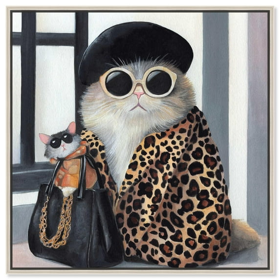 Cat Couture Canvas Cute Cat Art Prints by Art Remedy, Silver Frame, 30" x 30"