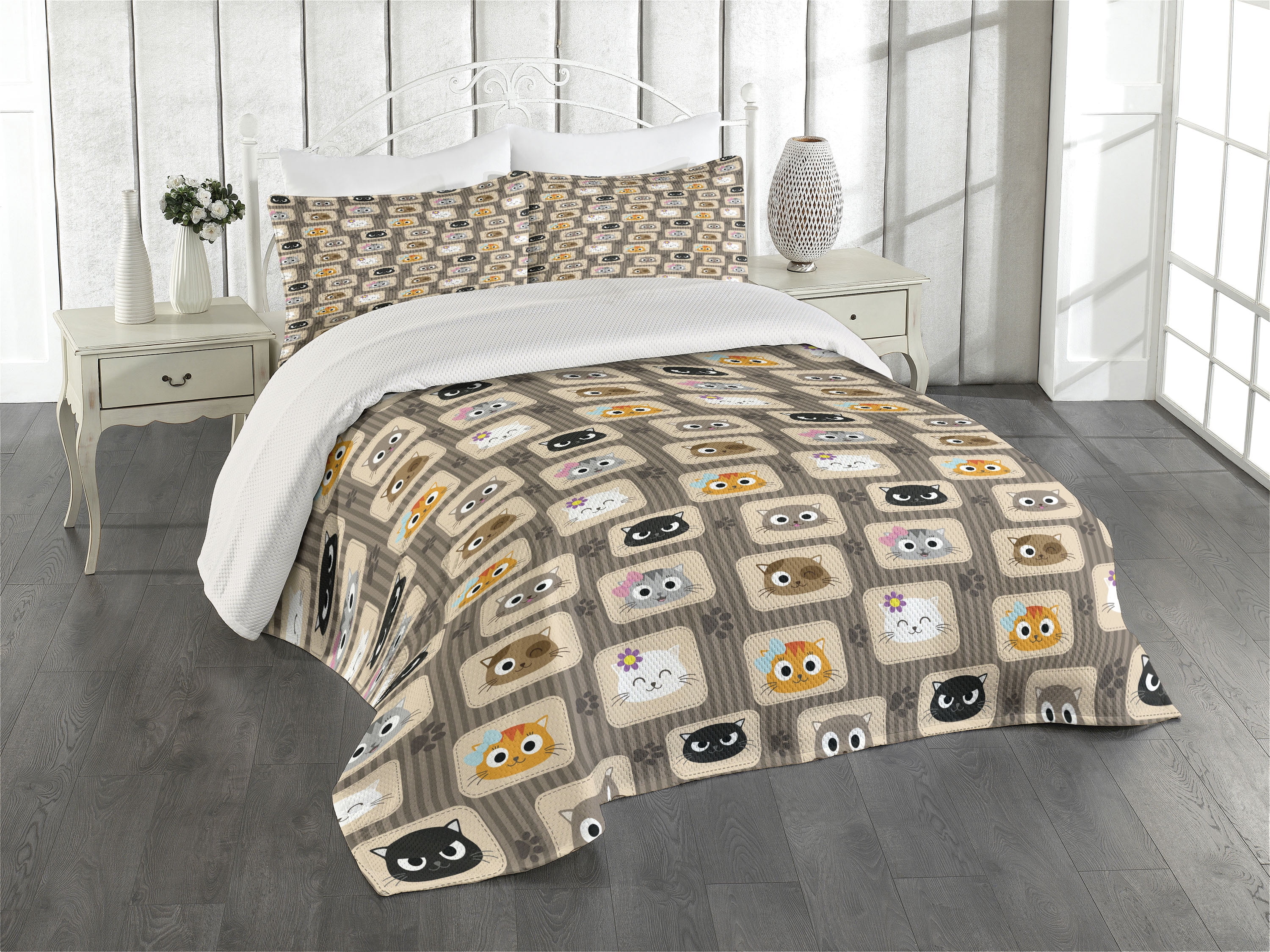 Cheerful Cat Patch Quilted Washer and Dryer Cover NCU0PTT3034 main image 1