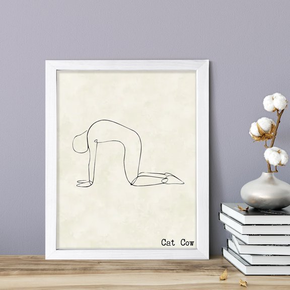 Cat Cow, 11 x 14 White FRAMED Print Yoga Wall Art