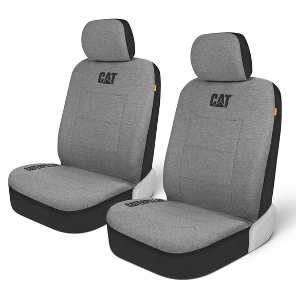 Cat CozyBlend JerseyHeather Car Seat Covers Gray Heather - Premium Jersey Fabric - Breathable Cotton Blend for Trucks SUV Automotive 2pc Front Set