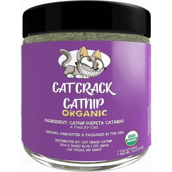 Cat Crack Organic Catnip, 100% Natural Cat Nips Organic Blend That Energizes and Excites Cats, Safe Catnip Treats for Cat Play, Cat Training, & New Organic Catnip Toys for Cats(1 Cup Organic)