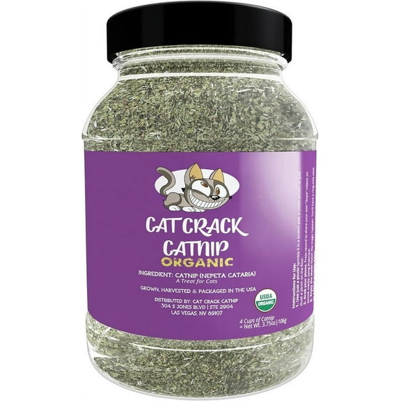 Cat Crack Organic Catnip, 100% Natural Cat Nips Organic Blend That Energizes and Excites Cats, Safe Catnip Treats for Cat Play, Cat Training, & New Organic Catnip Toys for Cats(4 Cup Organic)