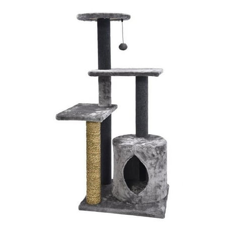 Cat Craft 40539 Unisex Level Up 5-Level Plush & Seagrass Cat Activity Tree Toys, Gray - Large