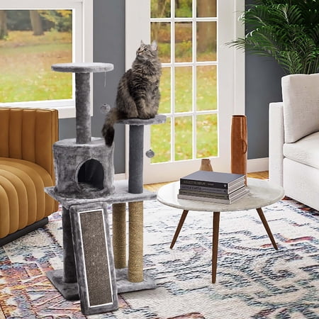Cat Craft Cat Condo 1-Level 45" Cat Tree with Scratching Post, Light Gray