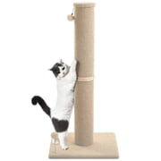 Cat Craft 41.73   Beige Faux Fur Large Cat Scratching Post with Replaceable Toys and Sturdy Base