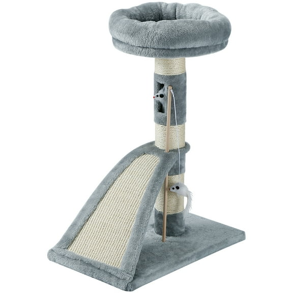 Cat Craft Easy Kitty Scratching Post, 26 Docamor Cat Tree with Plush Faux Fur Round Perch, Scratching Sisal Post, Multifunctional Durable Teasing Cat Toys and Furniture