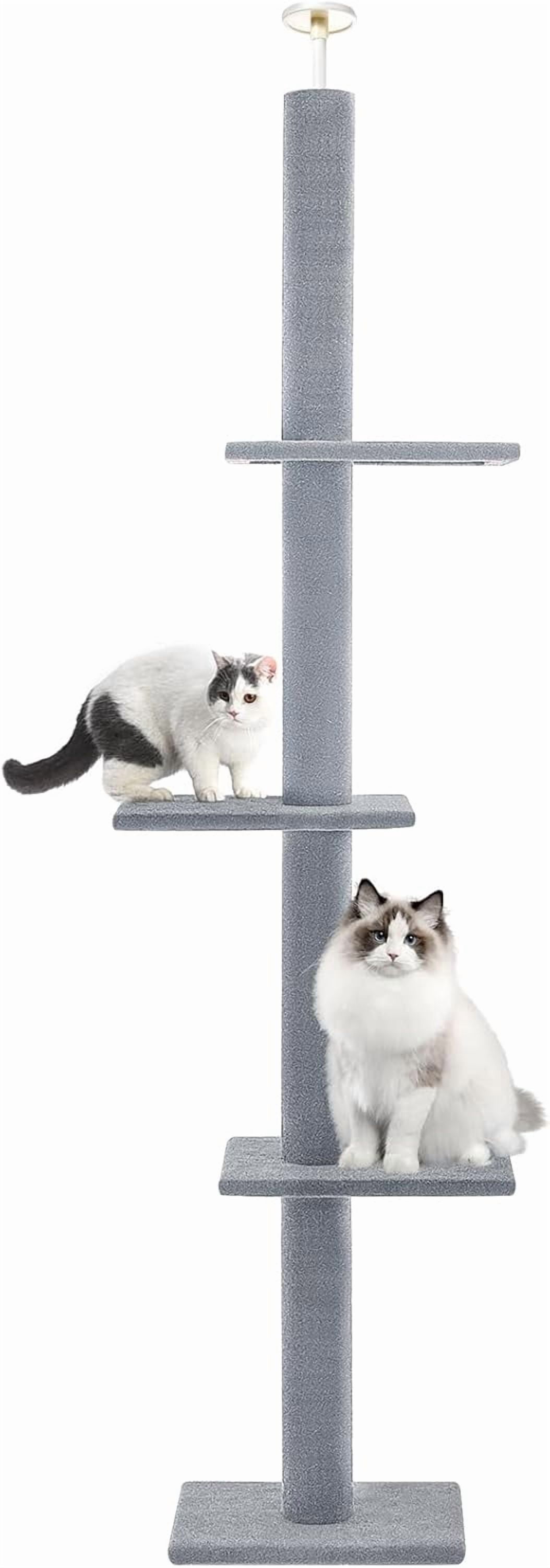 Cat Craft Floor to Ceiling 4-Level Cat Tree Tower, Adjustable to Fit 7.5-9 Foot Tall Ceiling, Gray