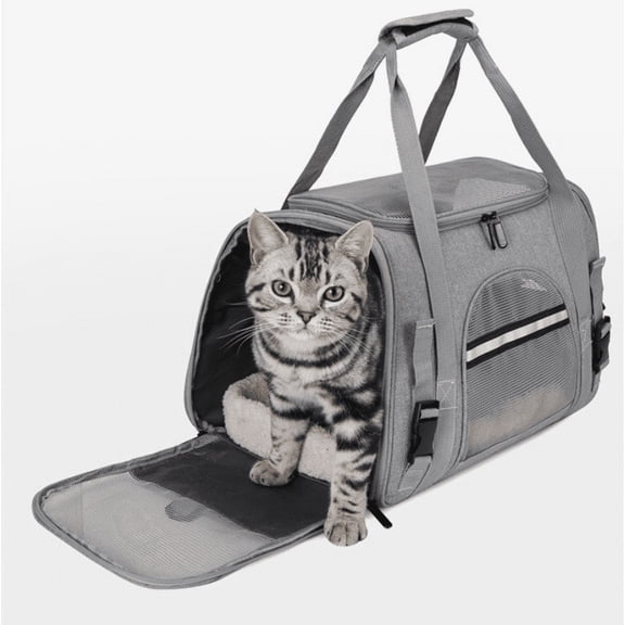 Cat Crates With Breathable Mesh, Lightweight Ergonomic Design For Easy Handling, Ideal For Indoor Or Outdoor Use, Supports Pets Up To 7Kg (Grey)