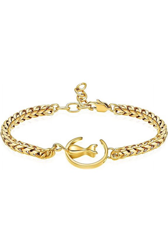Cat Cremation Urn Bracelet for Pet Ashes Handmade Stainless Steel Adjustable Link Chain Memorial Urn Bangle Stainless Steel Urn Bangle Memorial Jewelry
