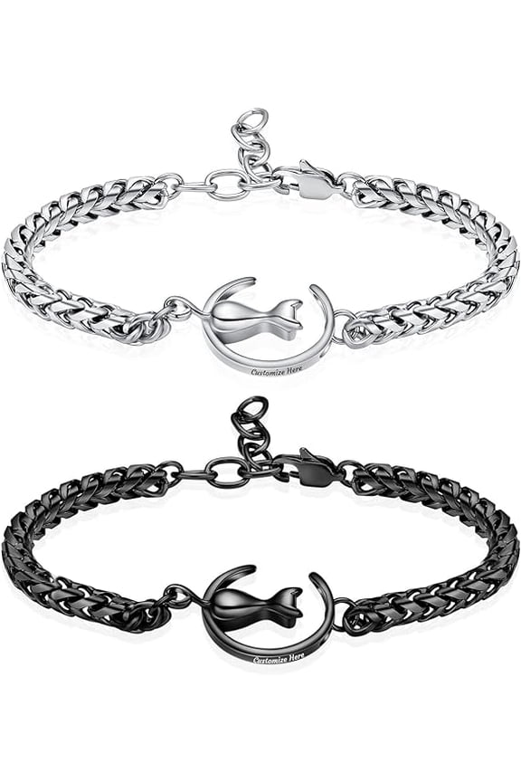 Cat Cremation Urn Bracelet for Pet Ashes Handmade Stainless Steel Adjustable Link Chain Memorial Urn Bangle Stainless Steel Urn Bangle Memorial Jewelry