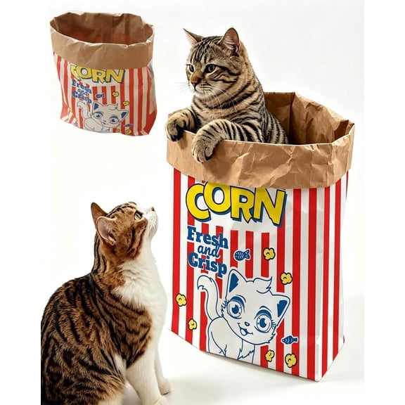 Cat Crinkle Bag Sack Kraft Paper Tunnel Popcorn Bag Big Pet Sleep Play Toy
