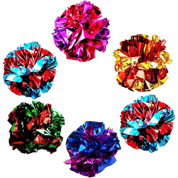 Cat Crinkle Balls, Shiny, Mylar Crinkler, Stress-Relief Toy for Kittens, Interactive & Engaging, Keeps Grown-up Cats Active, Encourages Multi-cat Play, Provides Endless Entertainment, 6 Pcs
