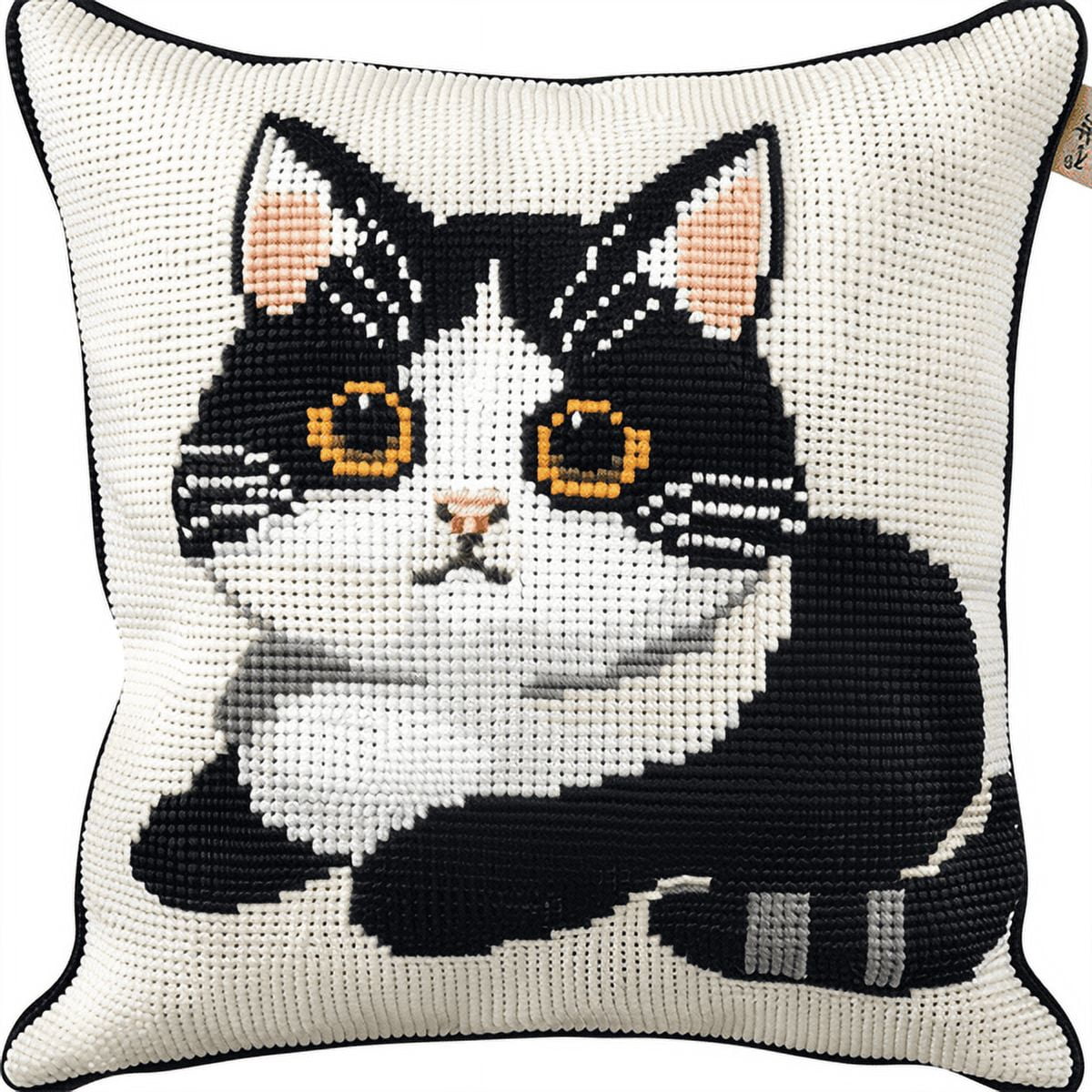 Cat Cross Stitch Pillow Kit DIY, Cross Stitch Kits, 17.72" x 17.72" x 0.4"