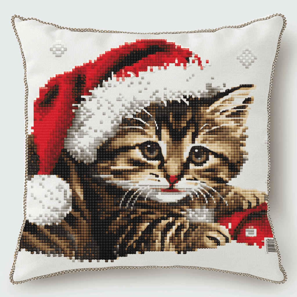 Cat Cross Stitch Pillowcases , 45X45CM , Cross Stitch Kits for Beginner (11 Count)