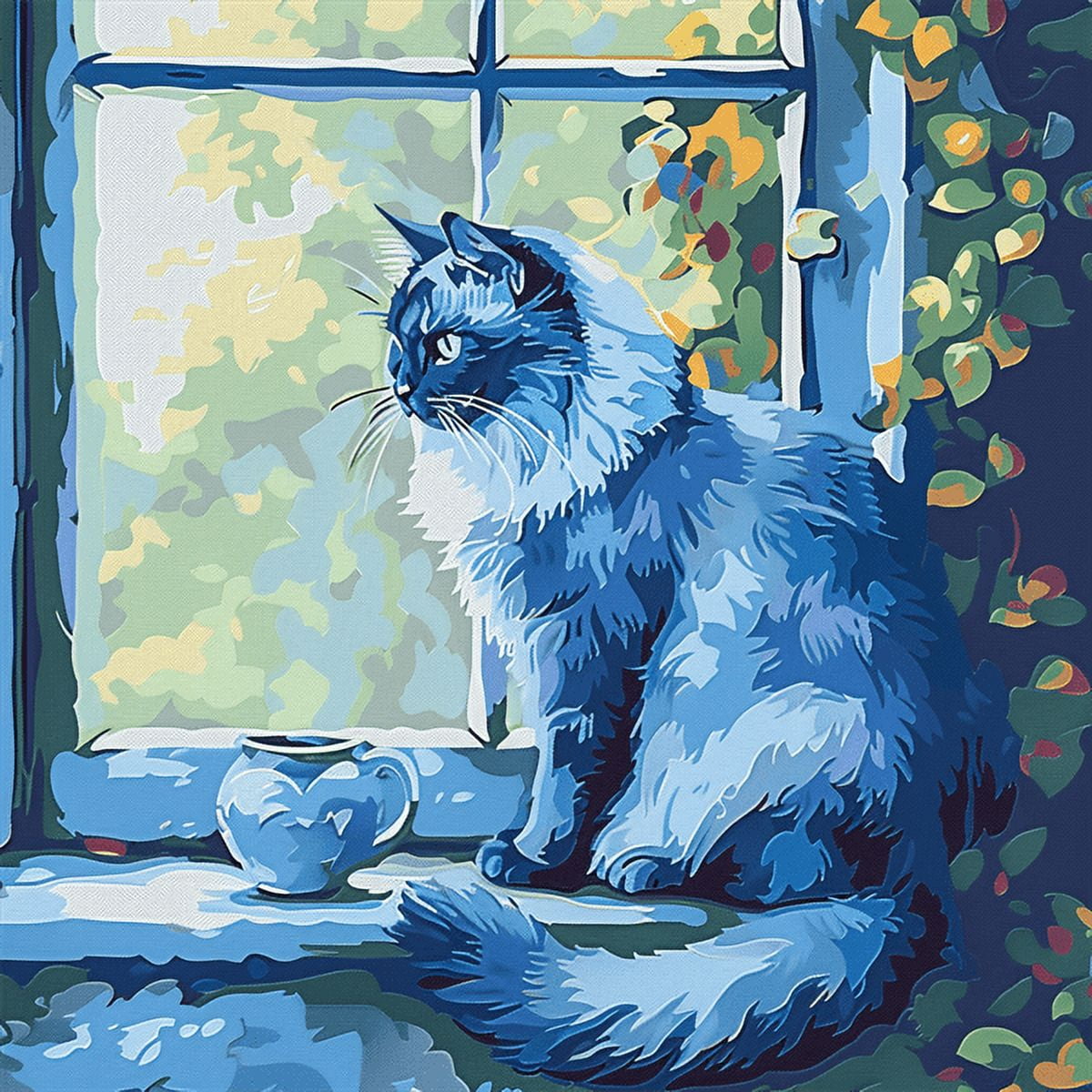 Cat Cross Stitch Throw Pillow Case Kits, Cross Stitch Kits, 17.72" x 17.72" x 0.4"