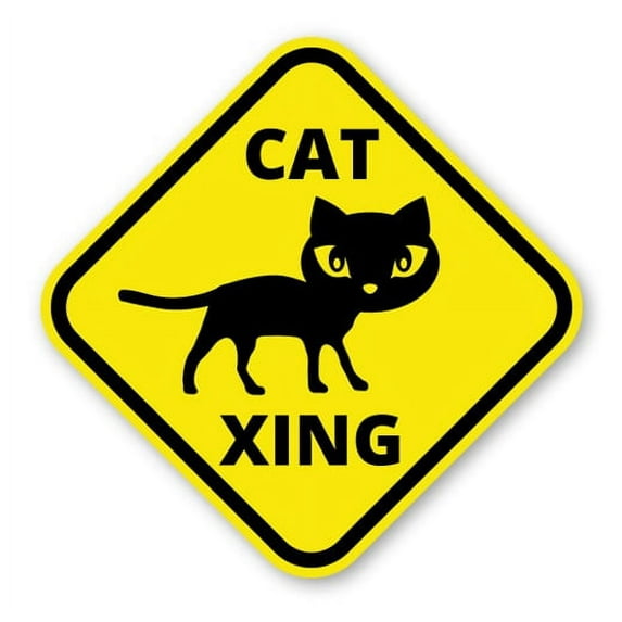 Cat Crossing - 8" Vinyl Sticker - For Car Laptop I-Pad - Waterproof Decal