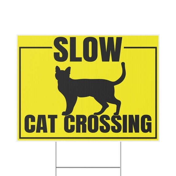 Cat Crossing Yard Sign, Double Sided, H-Stake Included, v1